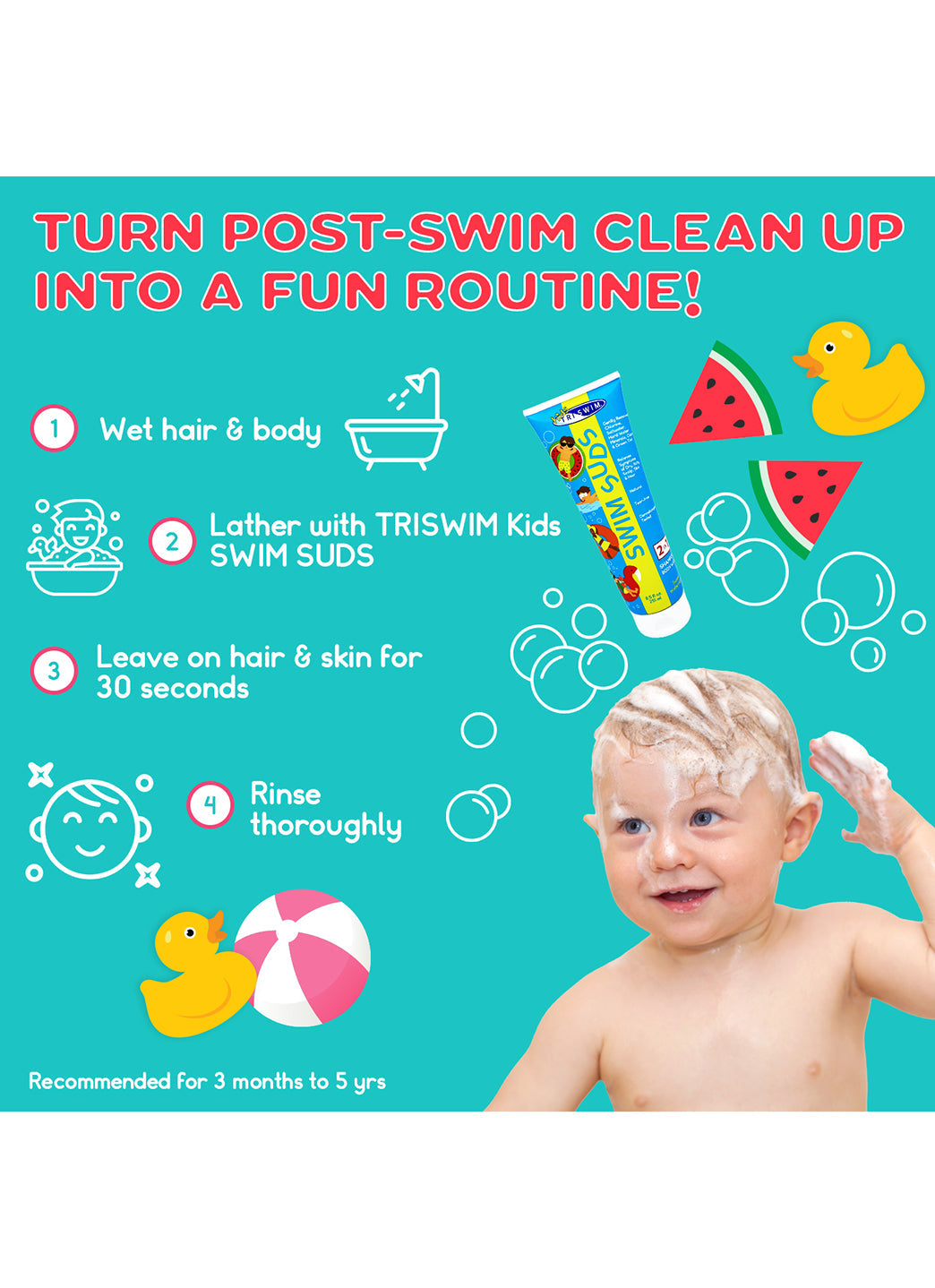 TRISWIM Baby 2-In-1 Natural Tear Free Swim Suds 8.5 oz