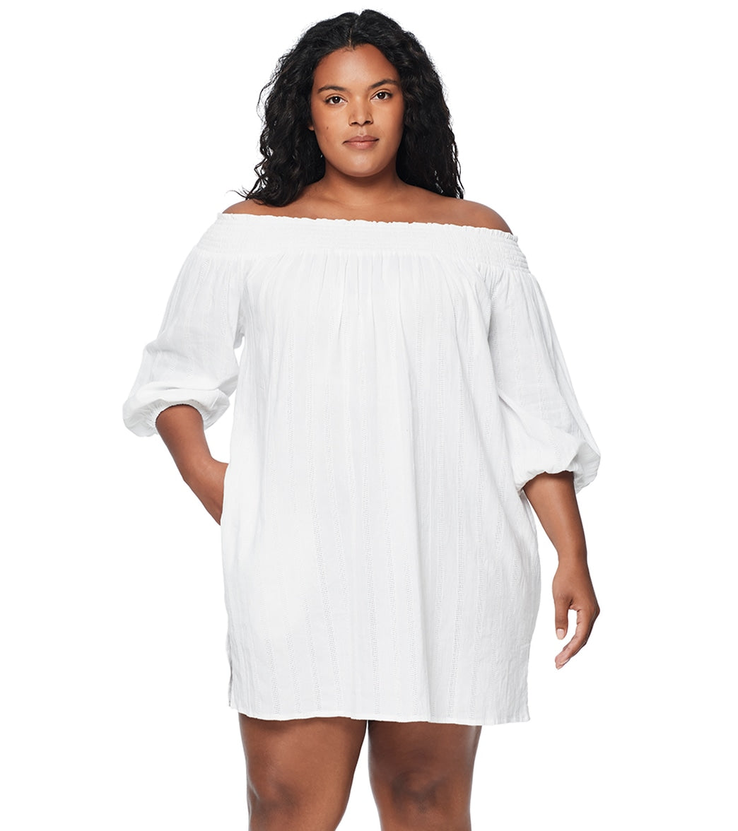 Lauren Ralph Lauren Women's Plus Size Dobby Off the Shoulder Dress