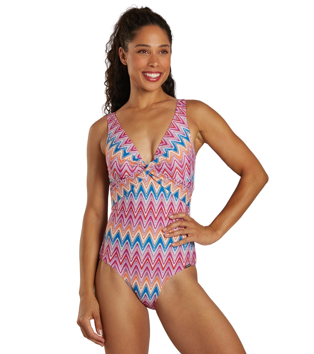 Sunmarin Women's Burst Twist Front One Piece Swimsuit
