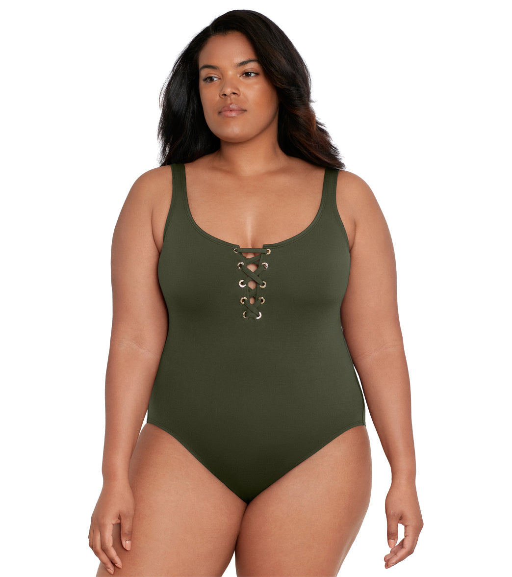 Lauren Ralph Lauren Plus Size Lace Tank One Piece Swimsuit
