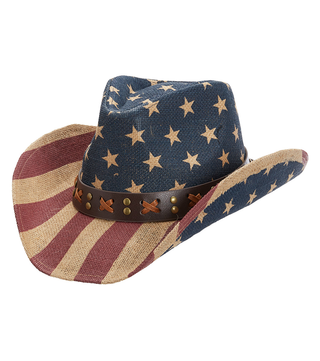 Peter Grimm Uncle Sam Patriotic Americana 3.5 " Brim Cowboy Hat