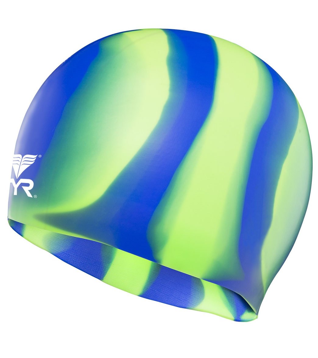 TYR Multicolor Long Hair Silicone Swim Cap