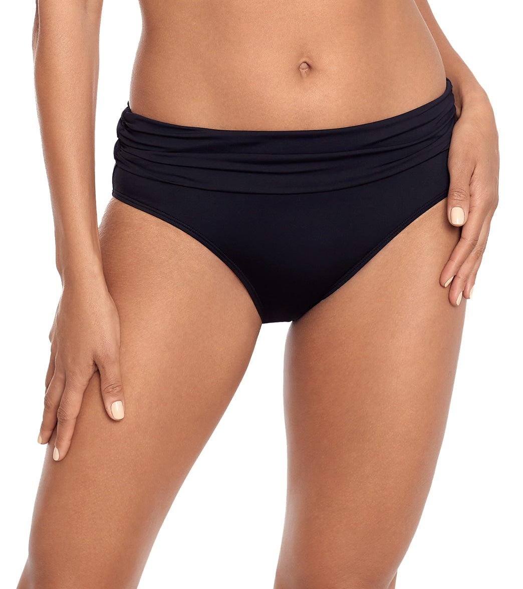 Lauren Ralph Lauren Women's Beach Club Solids Wide Shirred Banded Hipster Bikini Bottom