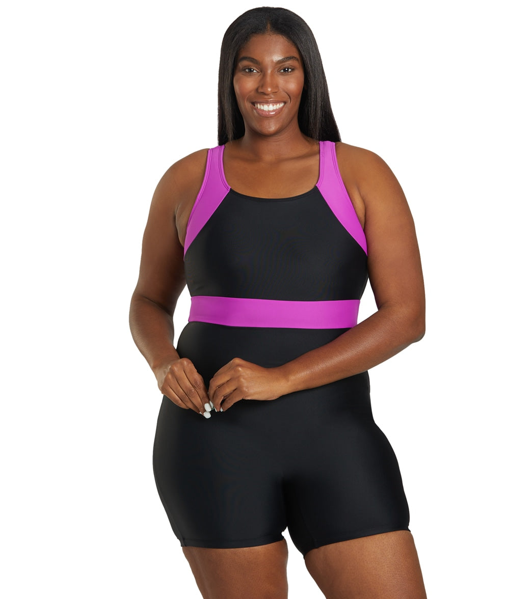 Sporti Plus Size Colorblock Unitard One Piece Swimsuit