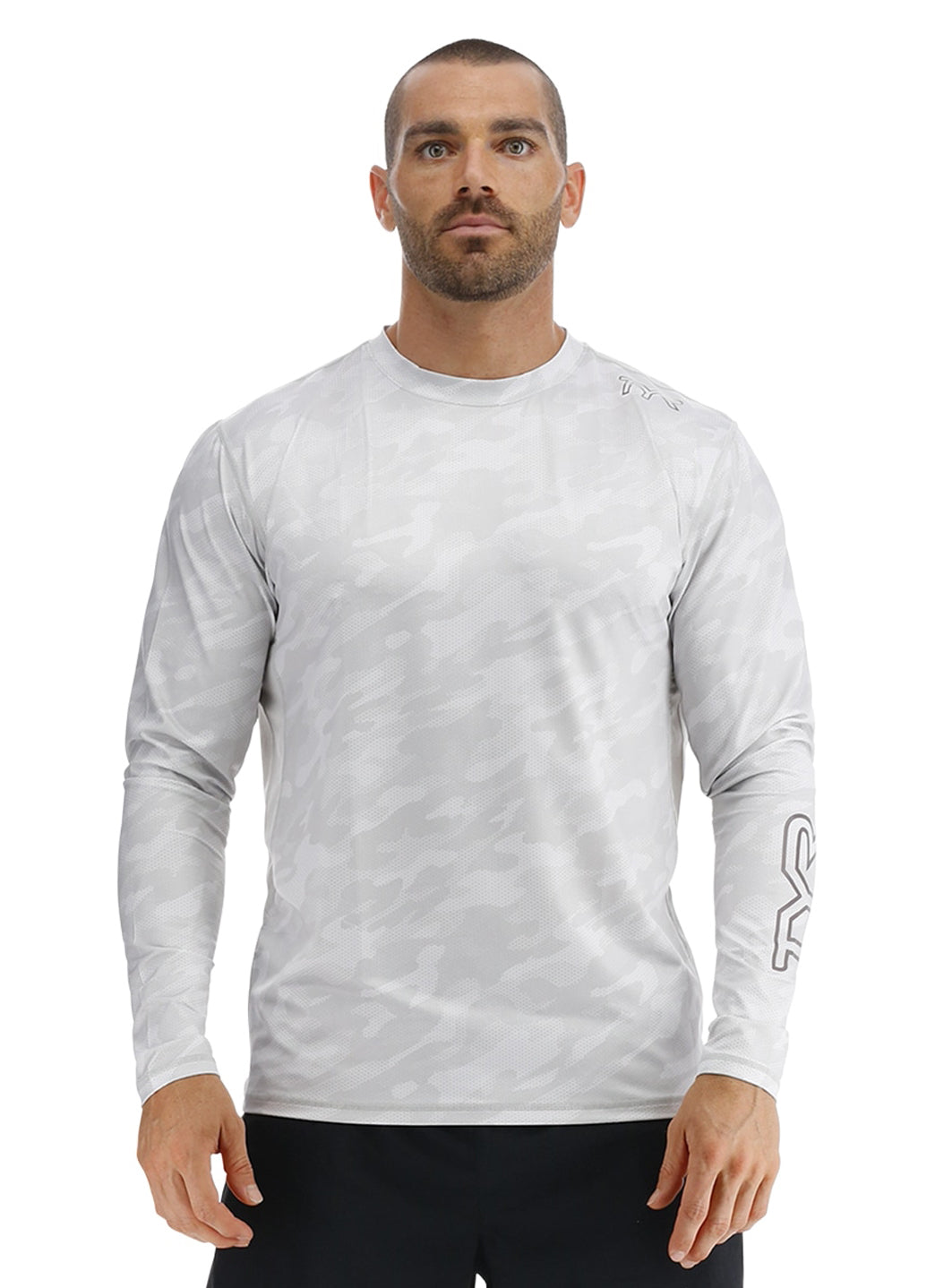 TYR Men's Camohex SunDefense Long Sleeve Vented UPF 50+ Swim Shirt