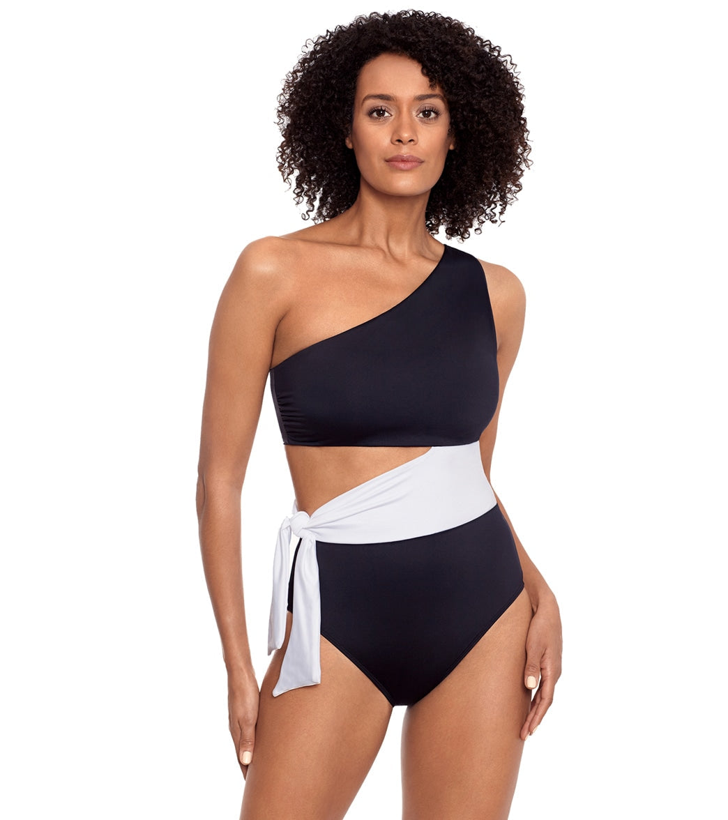 Ralph Lauren Women's Bel Air Cutout One Shoulder One Piece Swimsuit