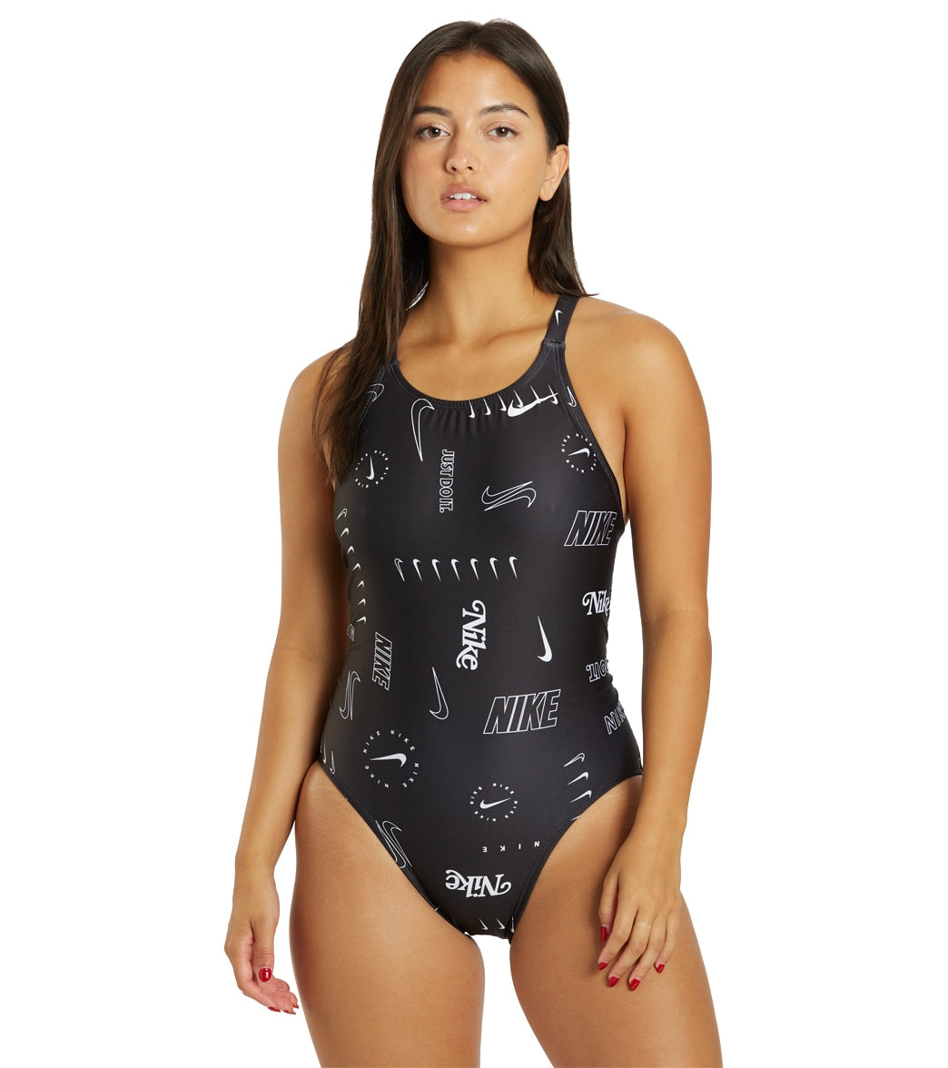 Nike Women's Hydrastrong Multi Print Fastback One Piece Swimsuit
