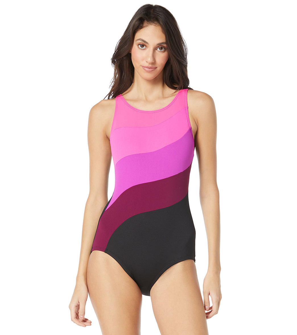 Gabar Woman's Color Block High Neck One Piece Swimsuit