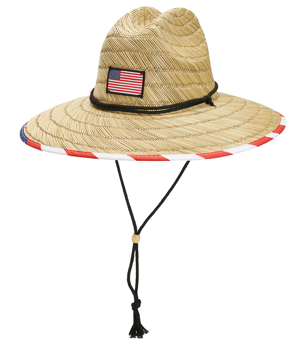 Peter Grimm Sally Americana Lifeguard Patriotic Straw 4" Brim Sun Hat
