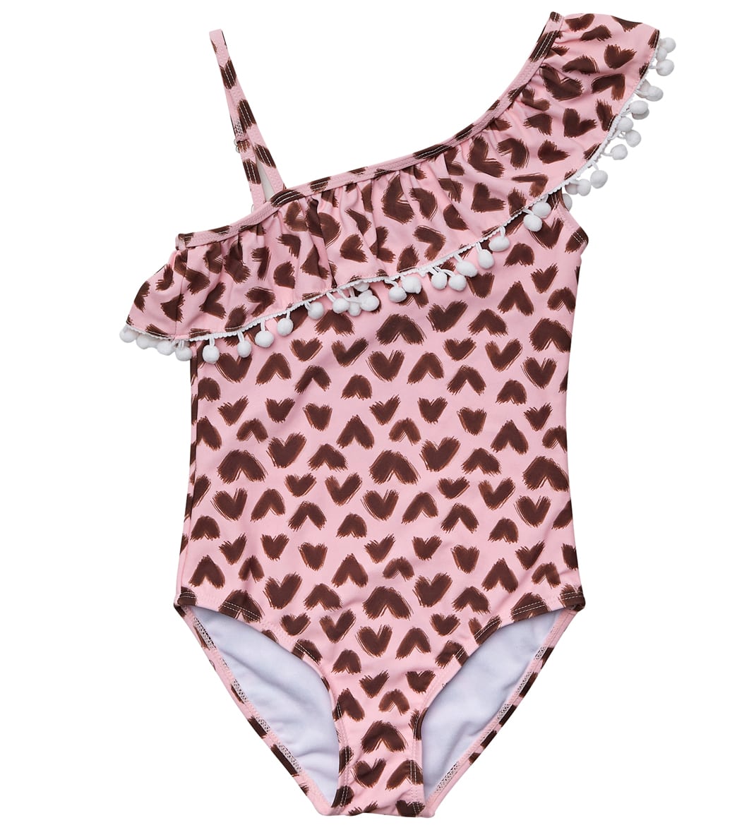 Snapper Rock Girls' Wild Love One Shoulder One Piece Swimsuit (Toddler, Little Kid, Big Kid)