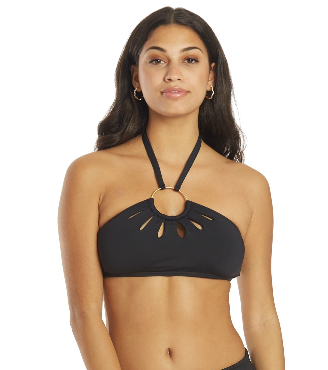 Vince Camuto Women's Serengeti Shades Logo Ring Cut Out Halter Bikini Top