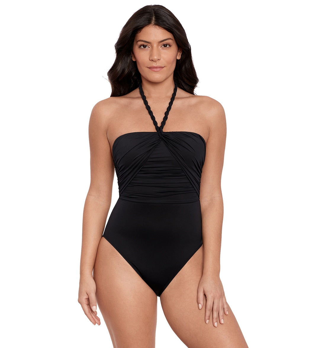 Ralph Lauren Women's Beach Club Solids Goddess Bandeau One Piece Swimsuit