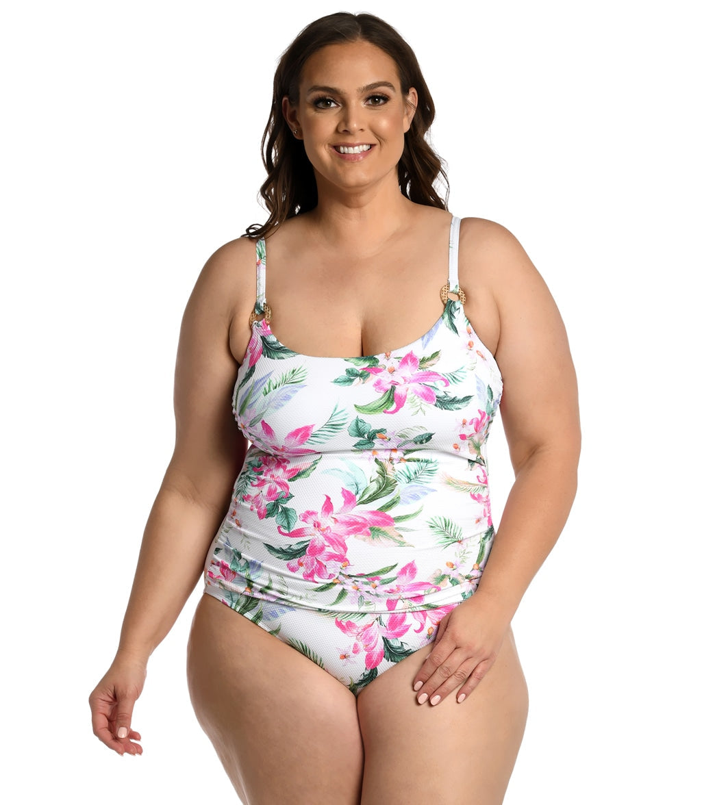 La Blanca Women's Plus Mystic Palms Lingerie One Piece Swimsuit