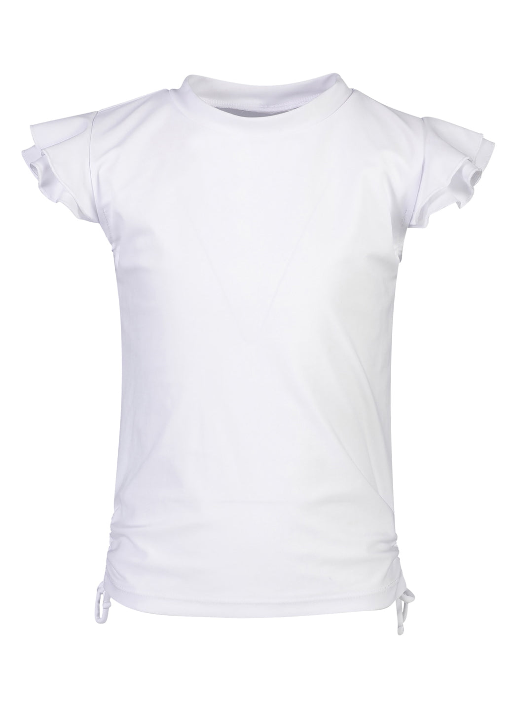 Snapper Rock Girls' White Flutter Short Sleeve Rash Guard (Baby, Toddler, Little Kid, Big Kid)