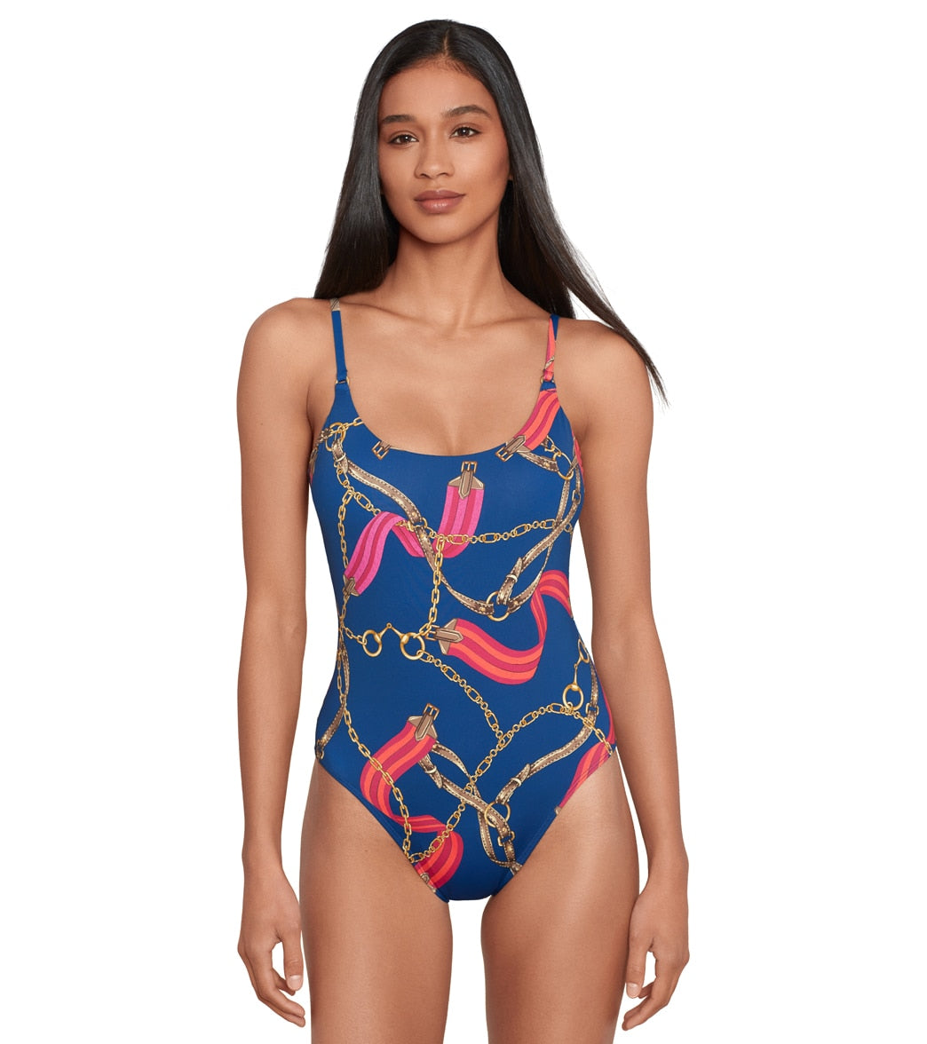 Ralph Lauren Women's Bridle Path Lingerie Ring One Piece Swimsuit