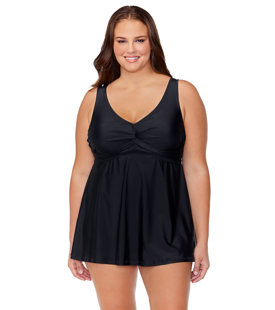 Raisins Women's Tranquilo Solid Lucia Plus Size Swim Dress