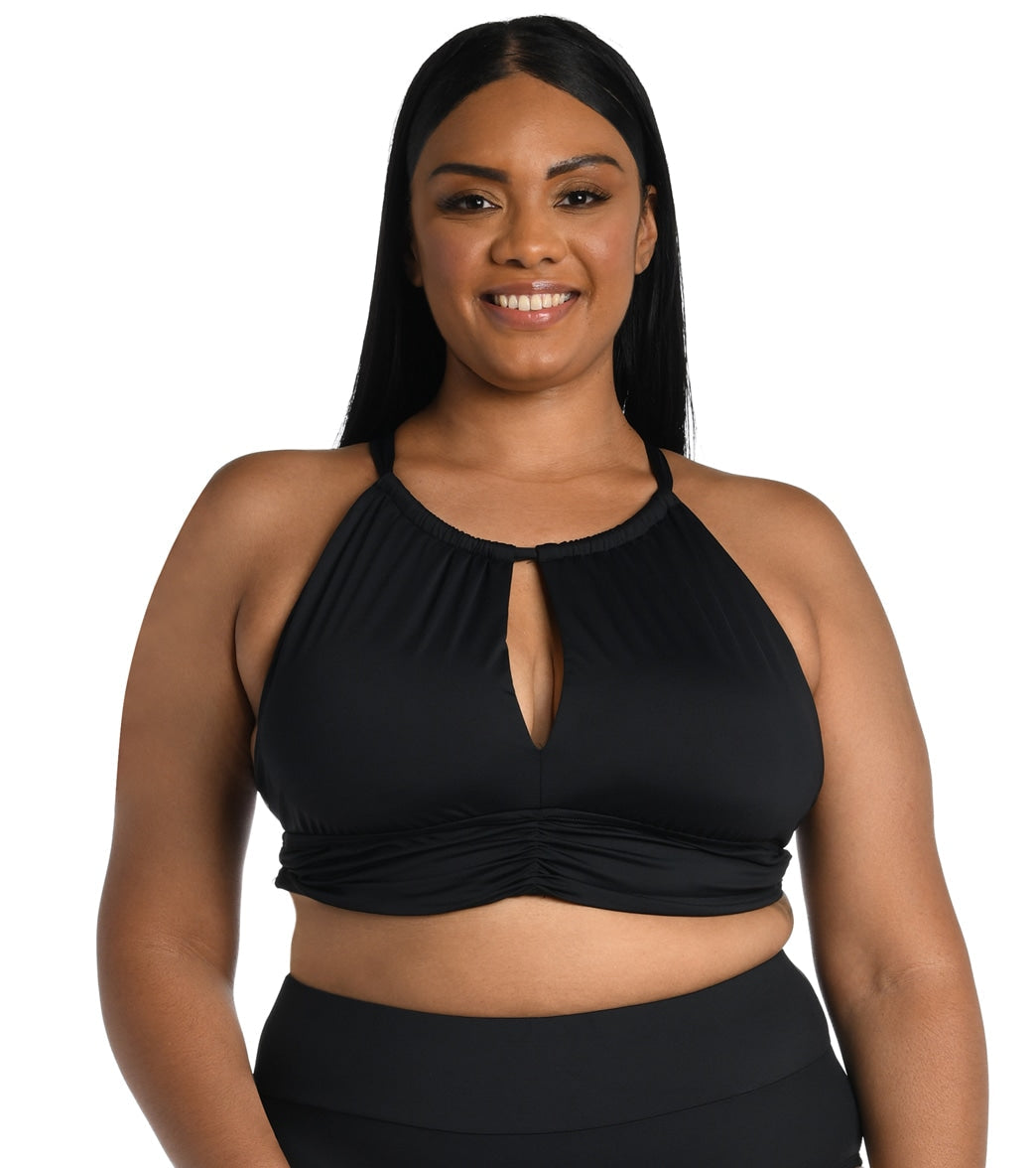 La Blanca Women's Plus Size Island Goddess High Neck Bikini Top