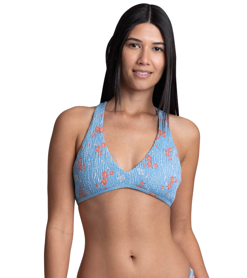 JOLYN Women's Aster Rosalinda Smocked Racerback Bikini Top