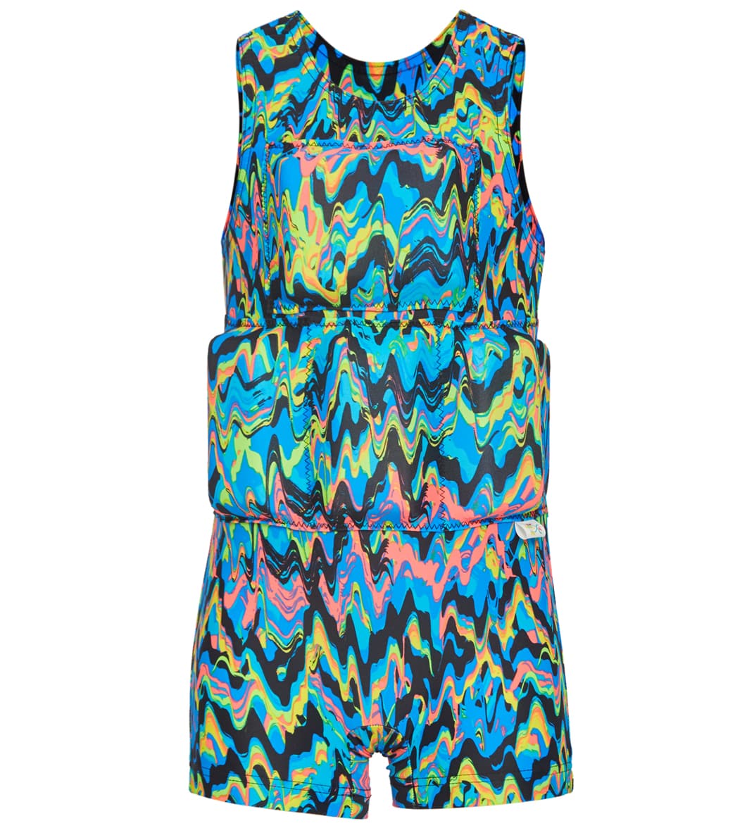 My Pool Pal Boy's Neon Multi Chevron Floatation Swimsuit