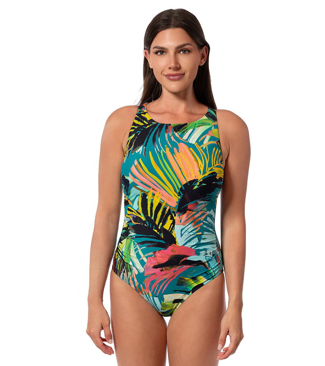 Jantzen Women's Sunset Magic Layla High Neck One Piece Swimsuit