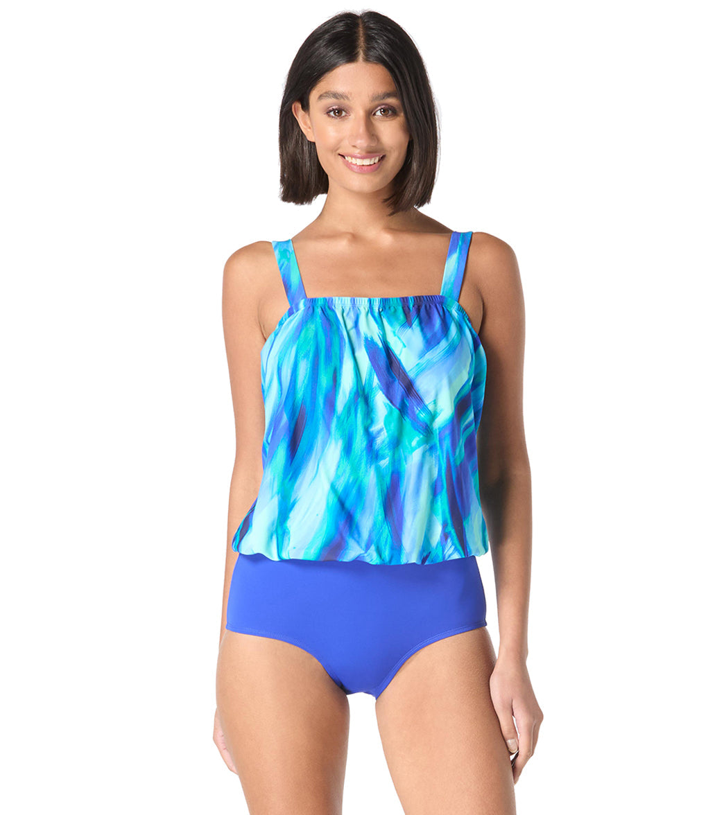 Roxanne Women's Chlorine Resistant Bra Sized Summer Sky One Piece Swimsuit (C/D/DD Cup)