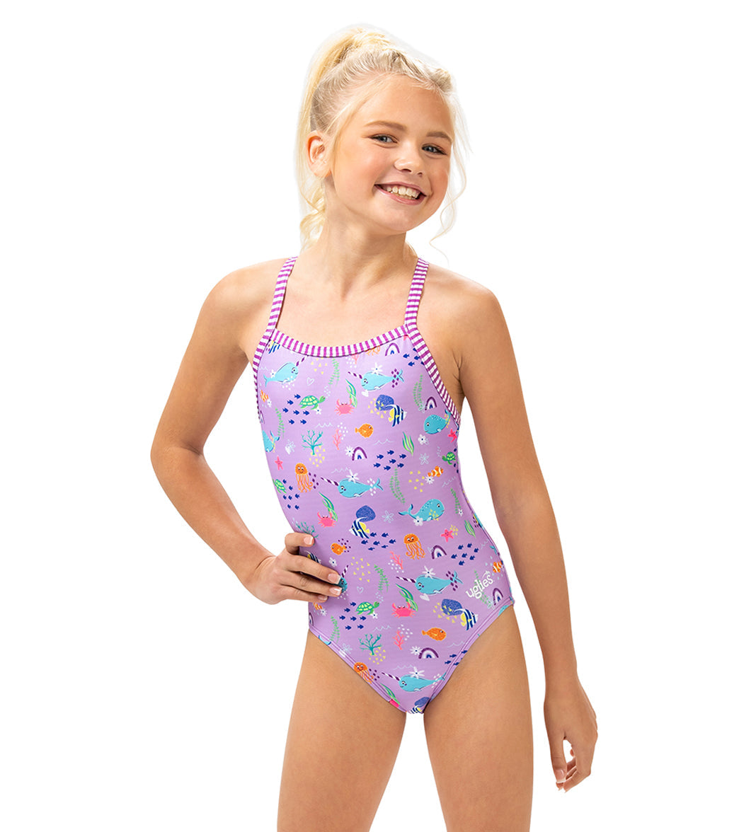 Dolfin Uglies Girls' Noire Printed One Piece Swimsuit (Big Kid)
