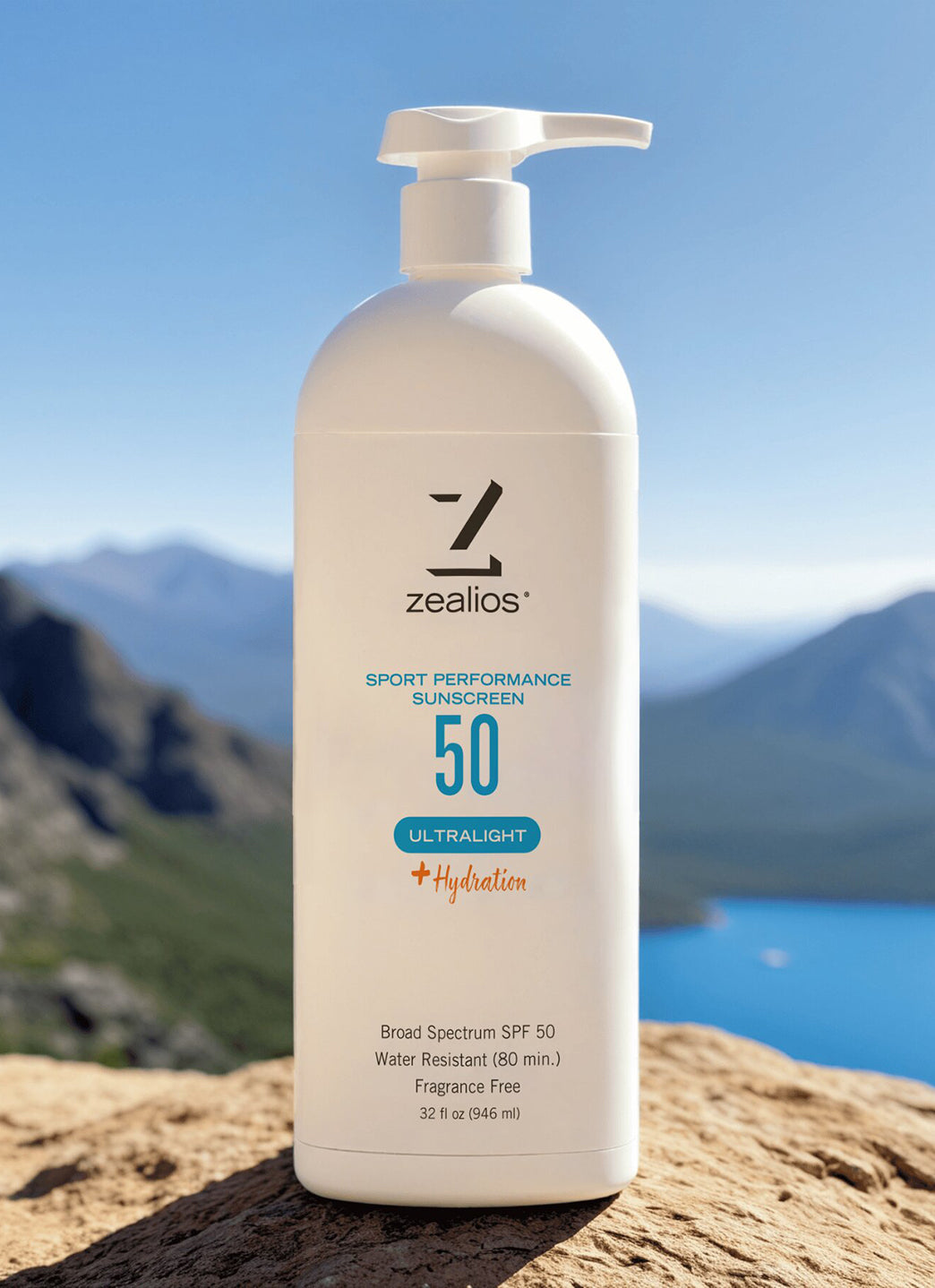 Zealios Skin Care Sport Performance Ultralight plus Hydration SPF 50 Sunscreen, 32 oz
