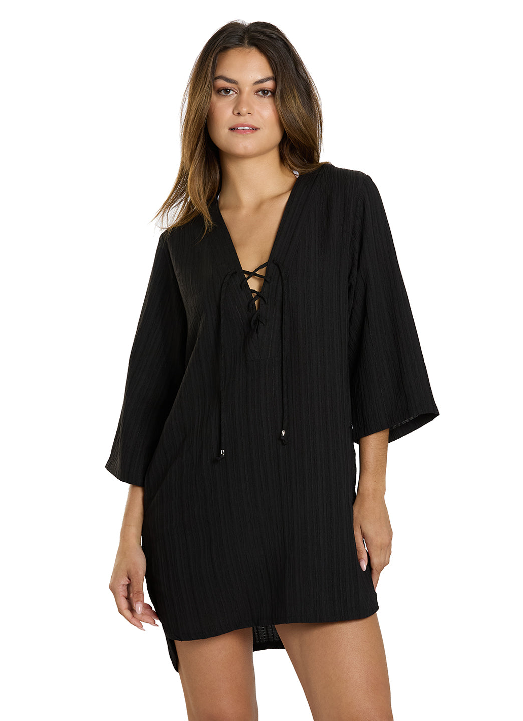 J.Valdi Women's Cancun Lace Neck Big Shirt Cover Up