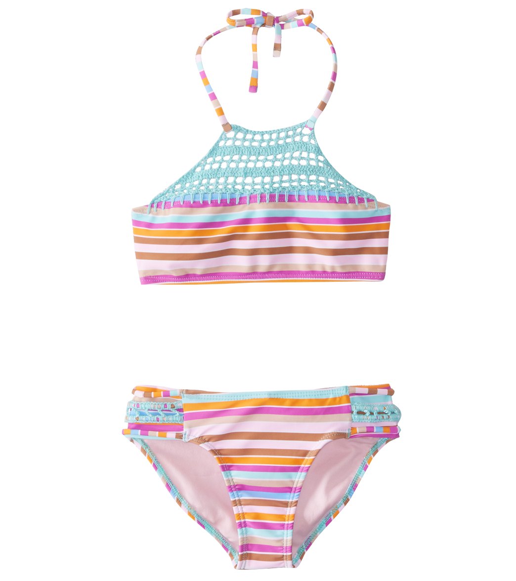 Raisins Girls' Laguna Stripes Blooming Lotus Two Piece Bikini Set (Big Kid)