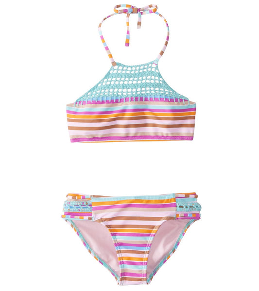 Raisins Girls' Laguna Stripes Blooming Lotus Two Piece Bikini Set (Big Kid)