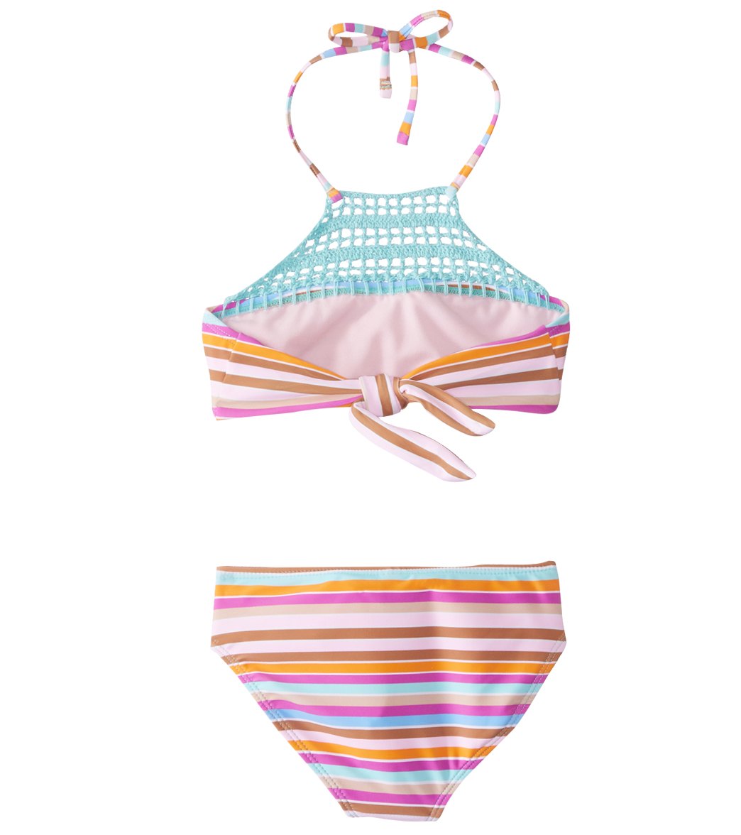 Raisins Girls' Laguna Stripes Blooming Lotus Two Piece Bikini Set (Big Kid)
