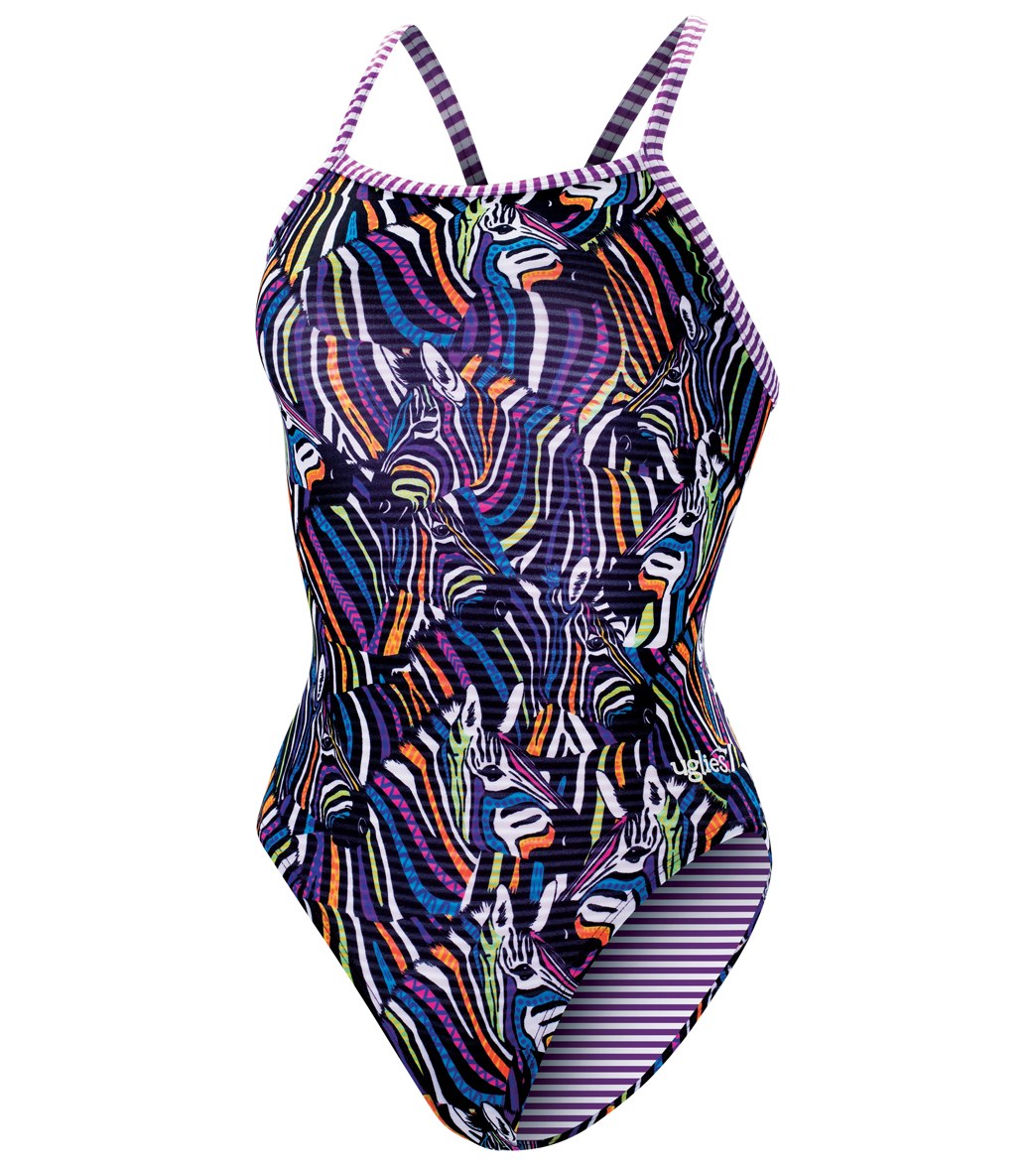 Dolfin Uglies Women's V-2 Back One Piece Swimsuit Zebra