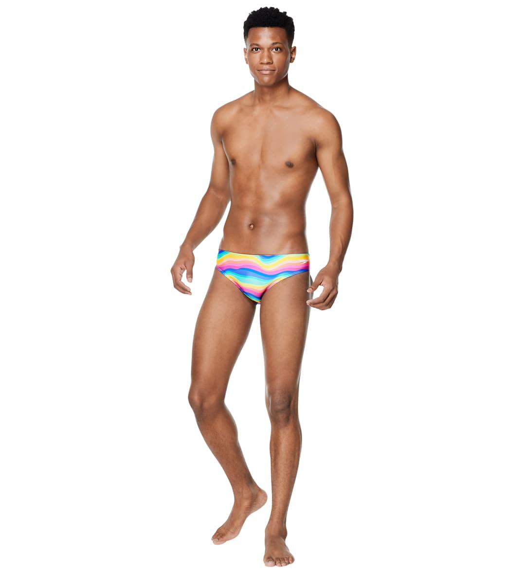 Speedo Vibe Men's Printed One Brief Swimsuit Rainbow Wave