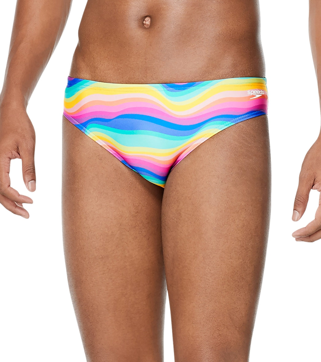 Speedo Vibe Men's Printed One Brief Swimsuit Rainbow Wave