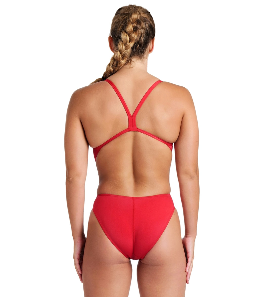 Arena Women's Solid Challenge Back One Piece Swimsuit Red/White