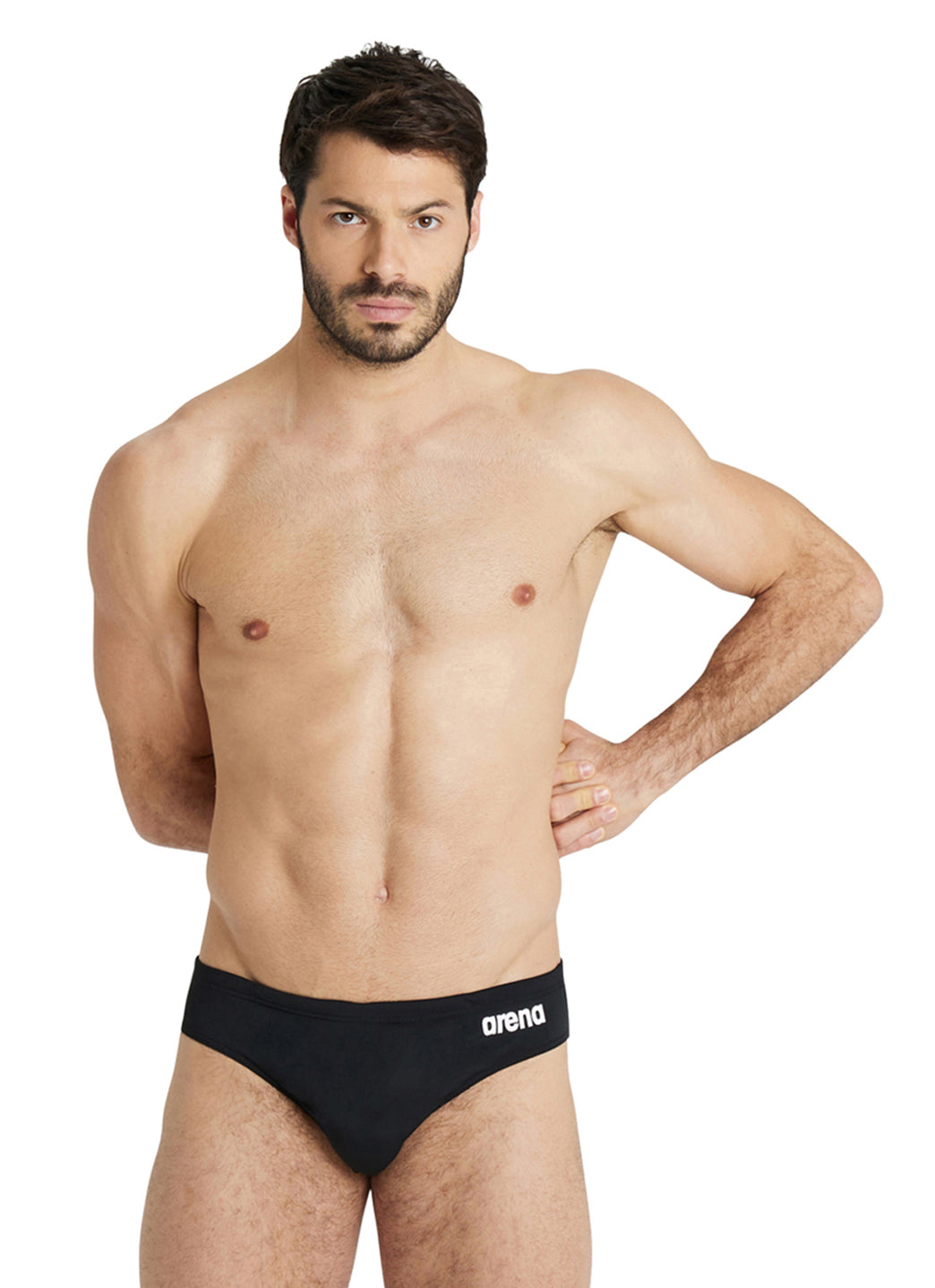 Arena Men's Solid Brief Swimsuit Black/White