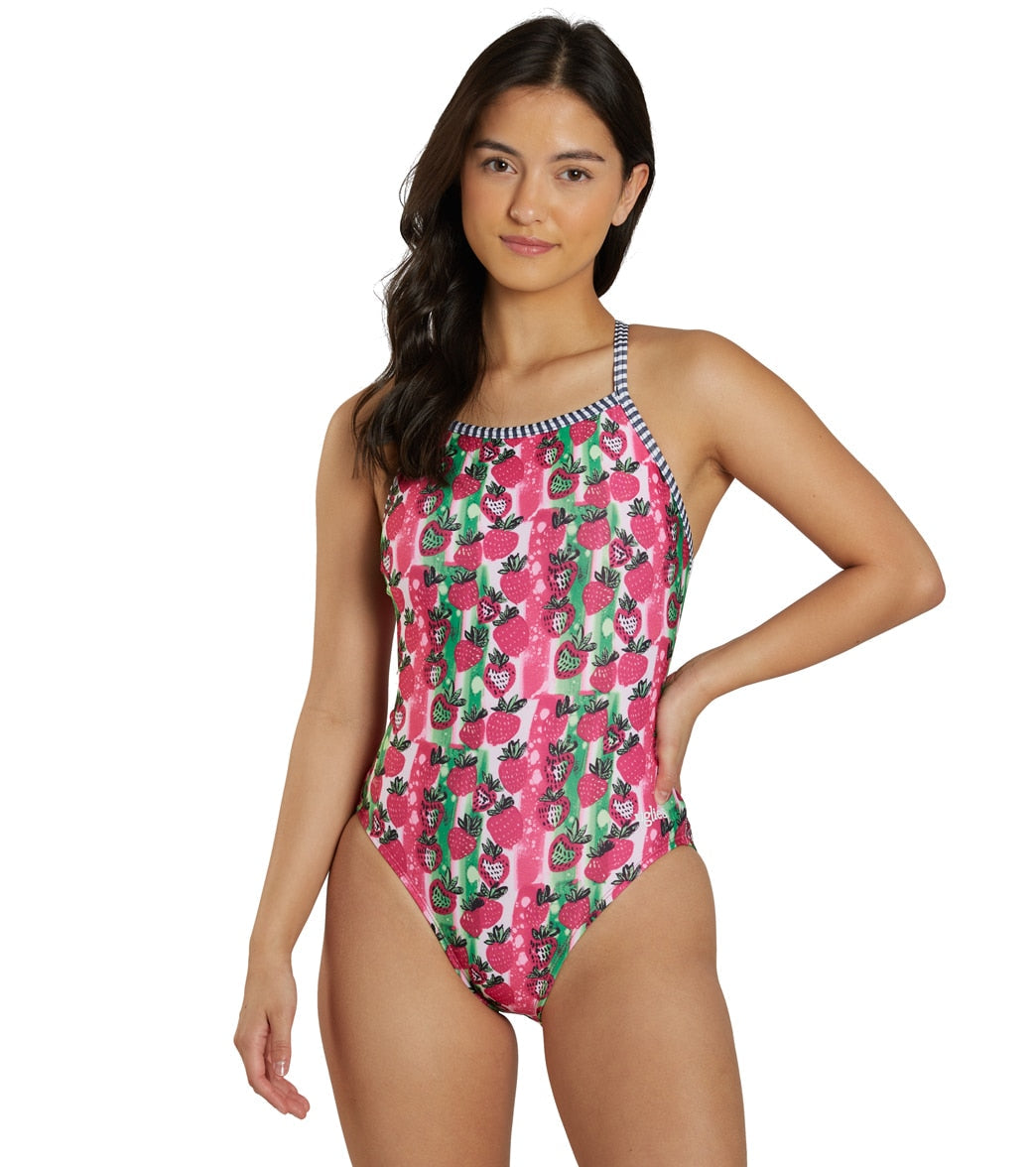 Dolfin Uglies Women's V-2 Back One Piece Swimsuit Very Berry