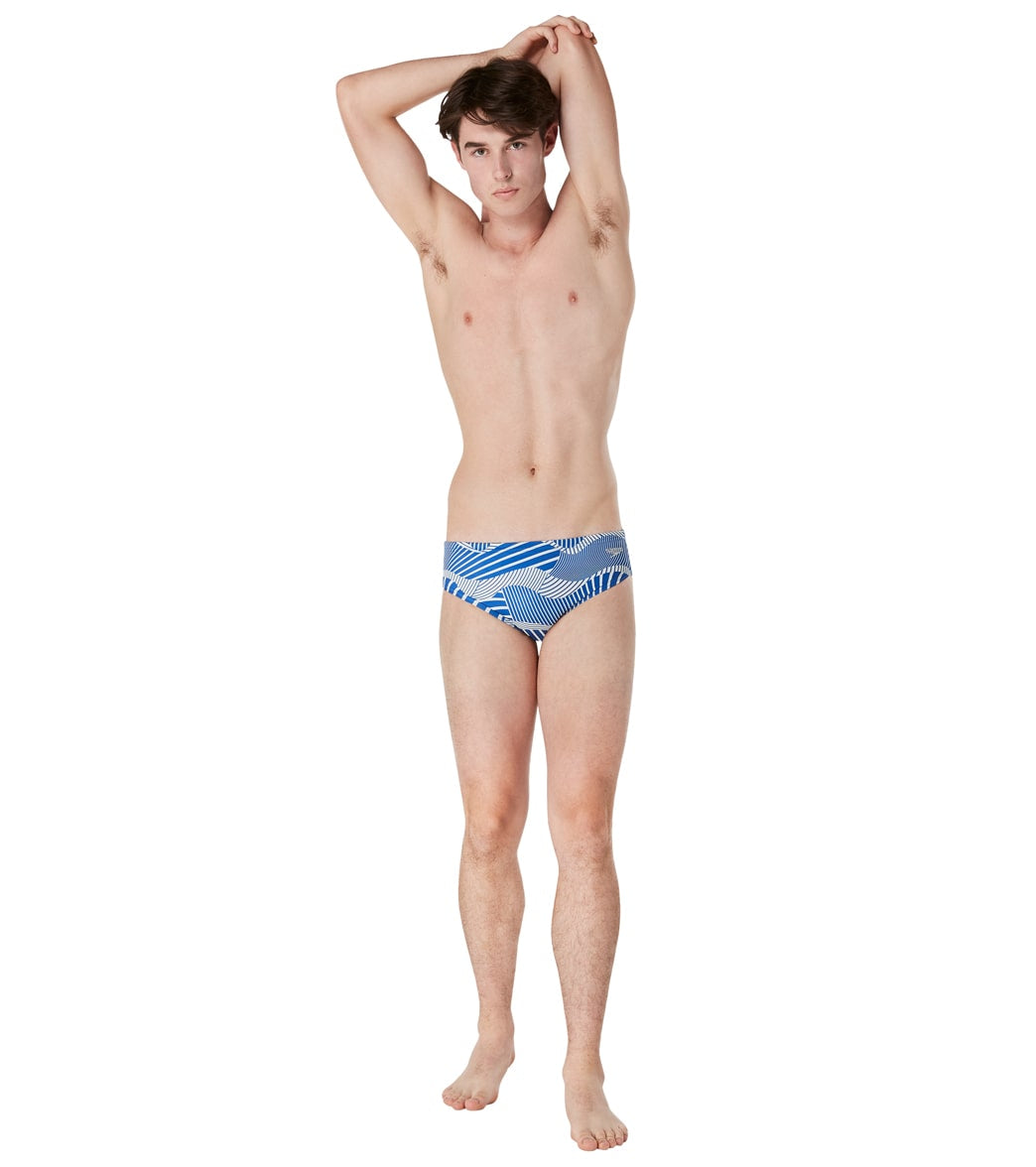 Speedo Vibe Men's Printed One Brief Swimsuit Wave Lore Blue