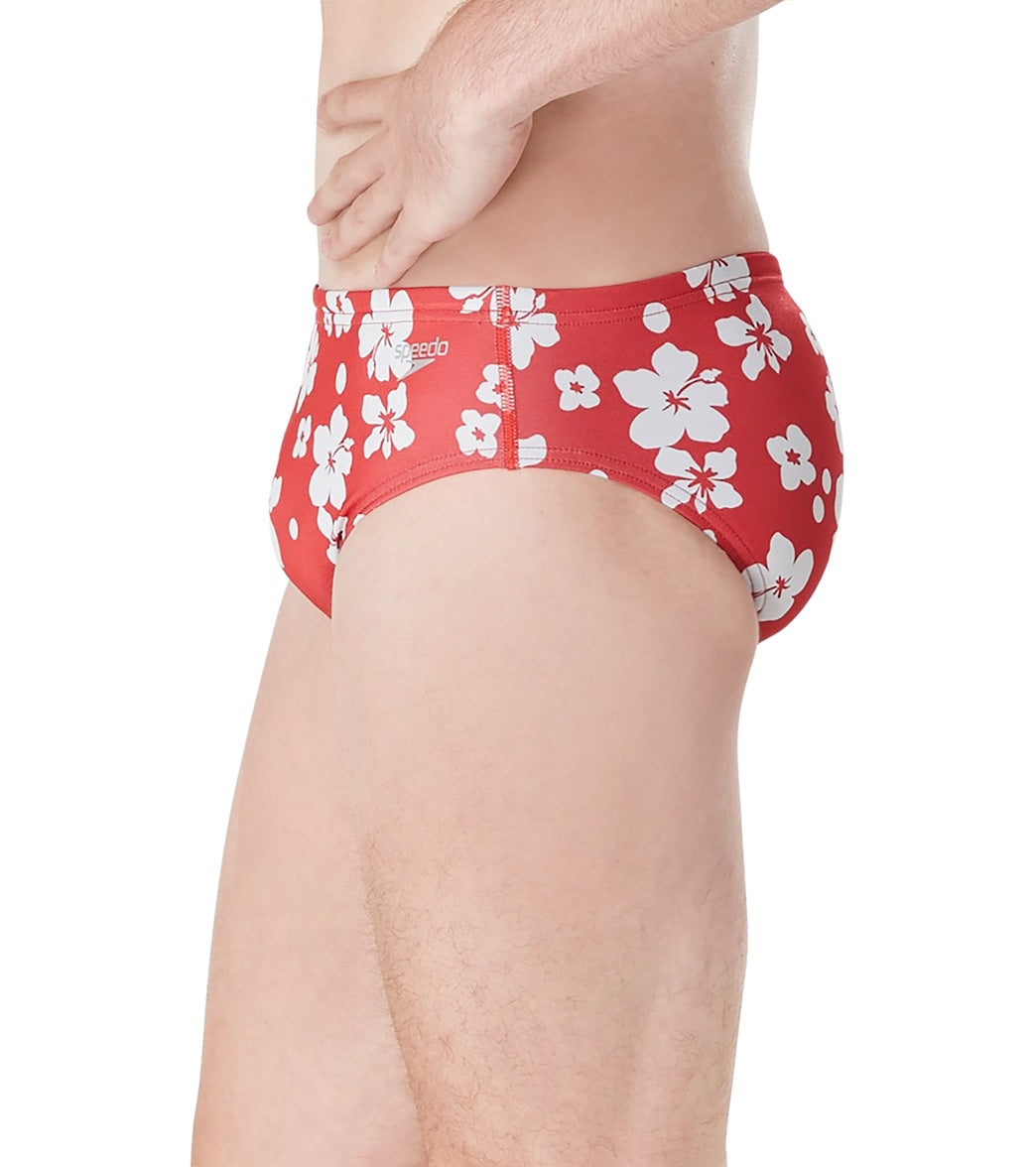Speedo Vibe Men's Printed One Brief Swimsuit Bondi Blossom/High Risk Red