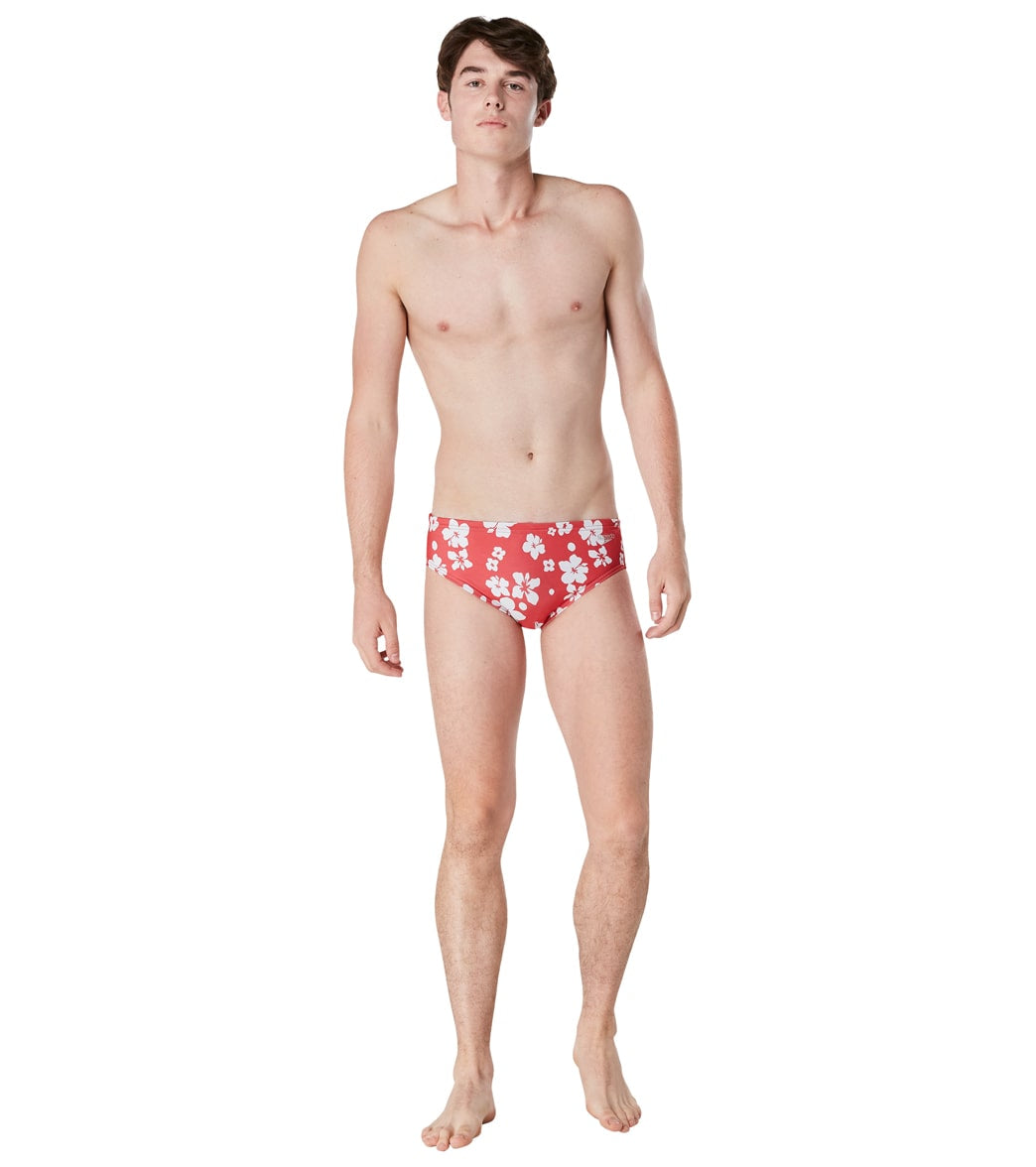 Speedo Vibe Men's Printed One Brief Swimsuit Bondi Blossom/High Risk Red