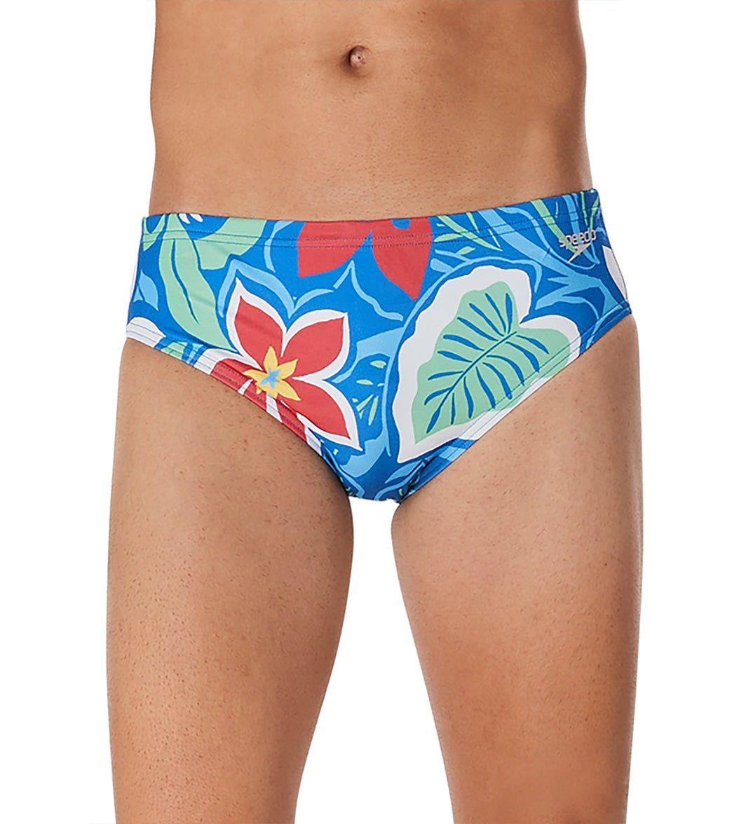 Speedo Vibe Men's Printed One Brief Swimsuit Retro Floral/Turkish Sea