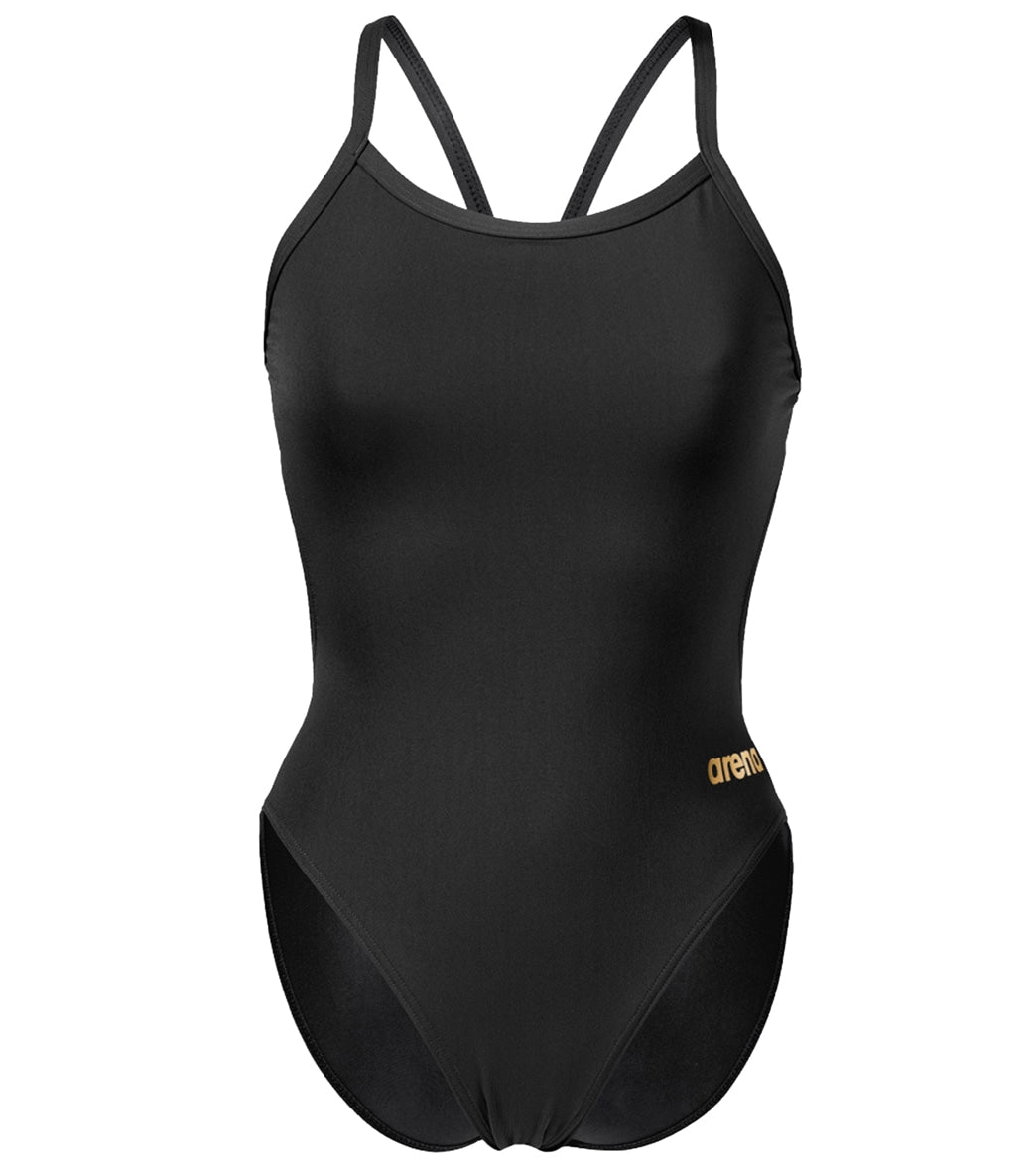 Arena Women's Solid Challenge Back One Piece Swimsuit Black/Gold