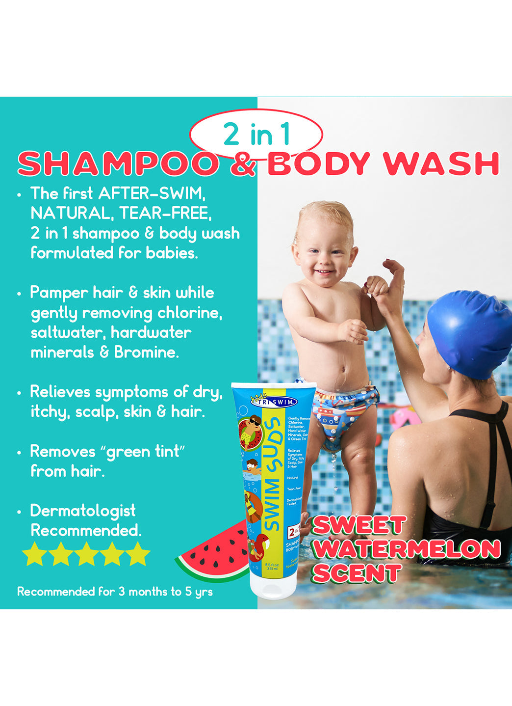 TRISWIM Baby 2-In-1 Natural Tear Free Swim Suds 8.5 oz