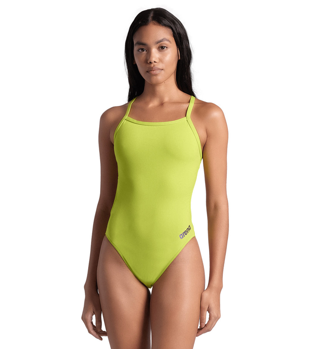 Arena Women's Solid Challenge Back One Piece Swimsuit Soft Green