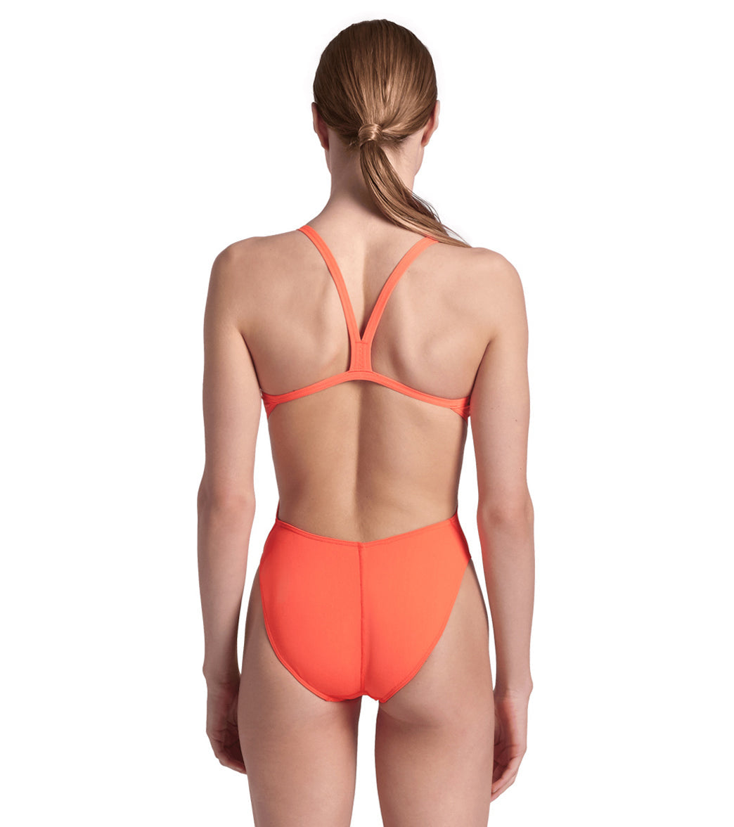 Arena Women's Solid Challenge Back One Piece Swimsuit Bright Coral