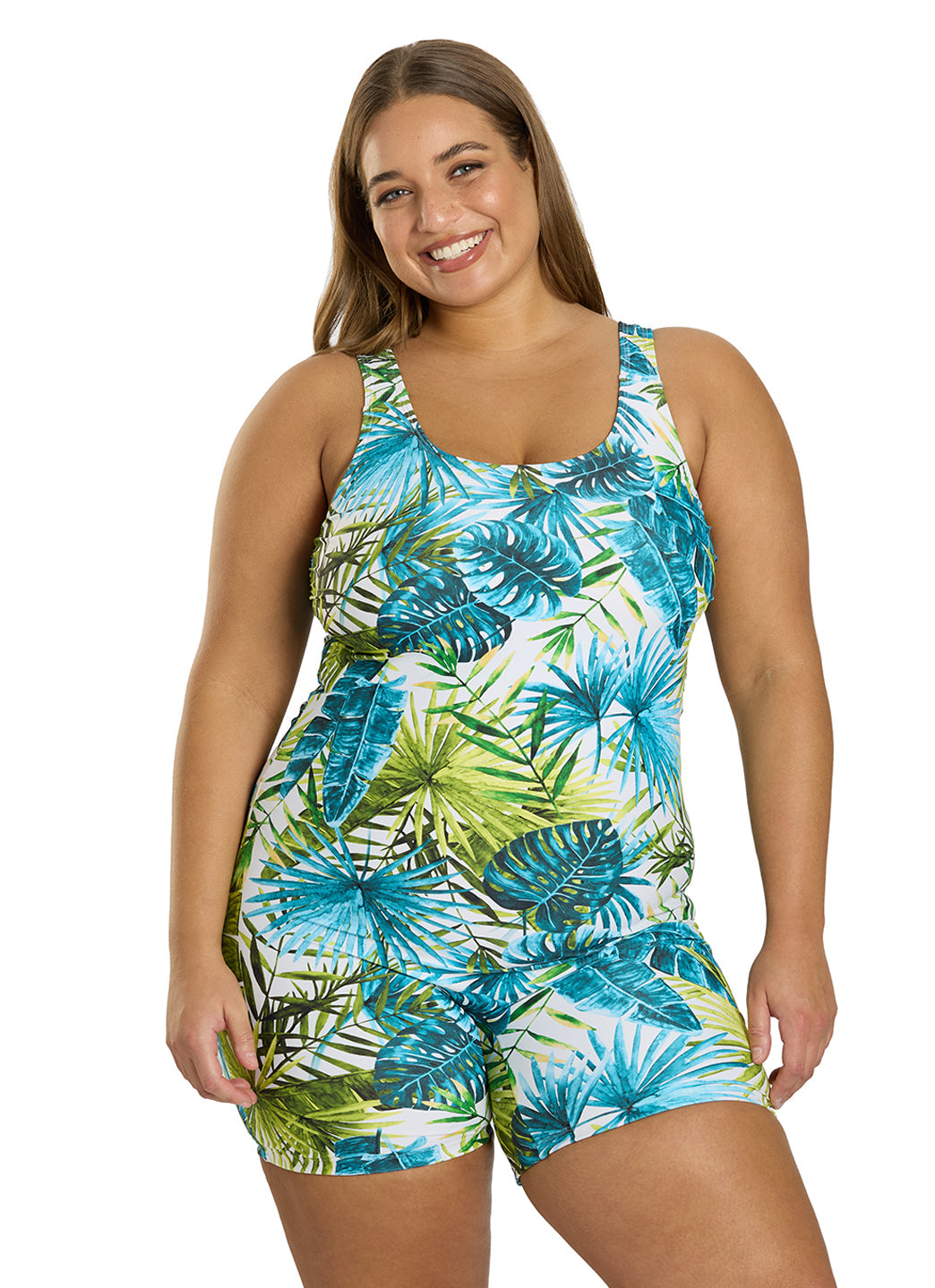 Sporti Plus Size Unitard Palm Royale One Piece Swimsuit