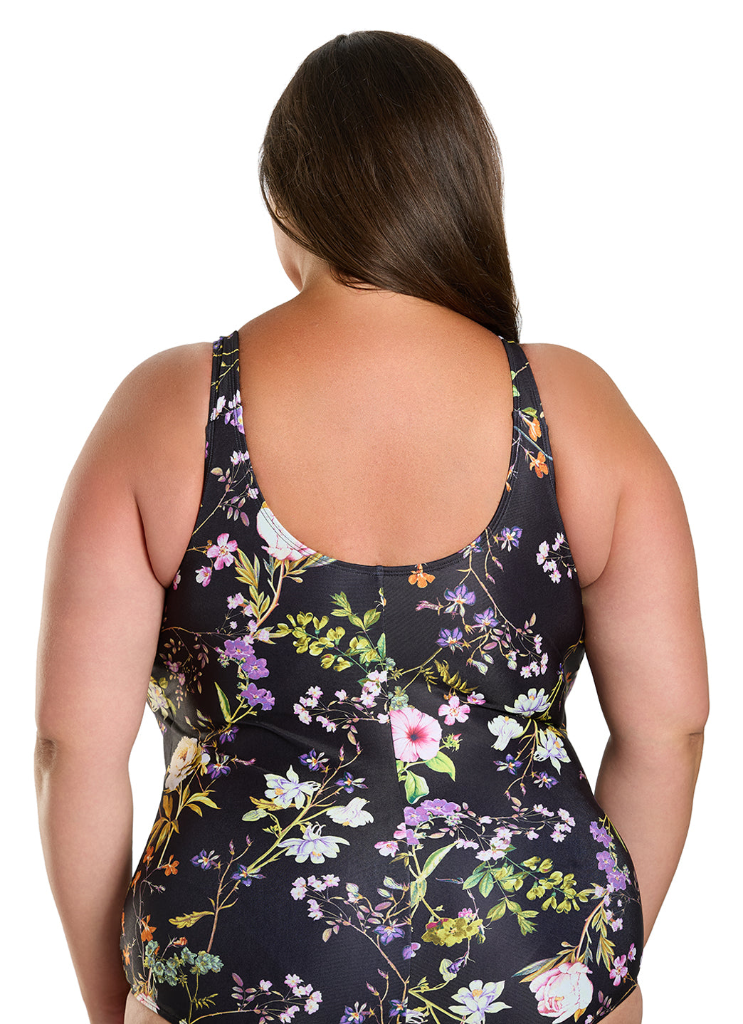 Sporti Plus Size HydroLast Moonlit Flora Chlorine Resistant Moderate Scoop Back One Piece Swimsuit