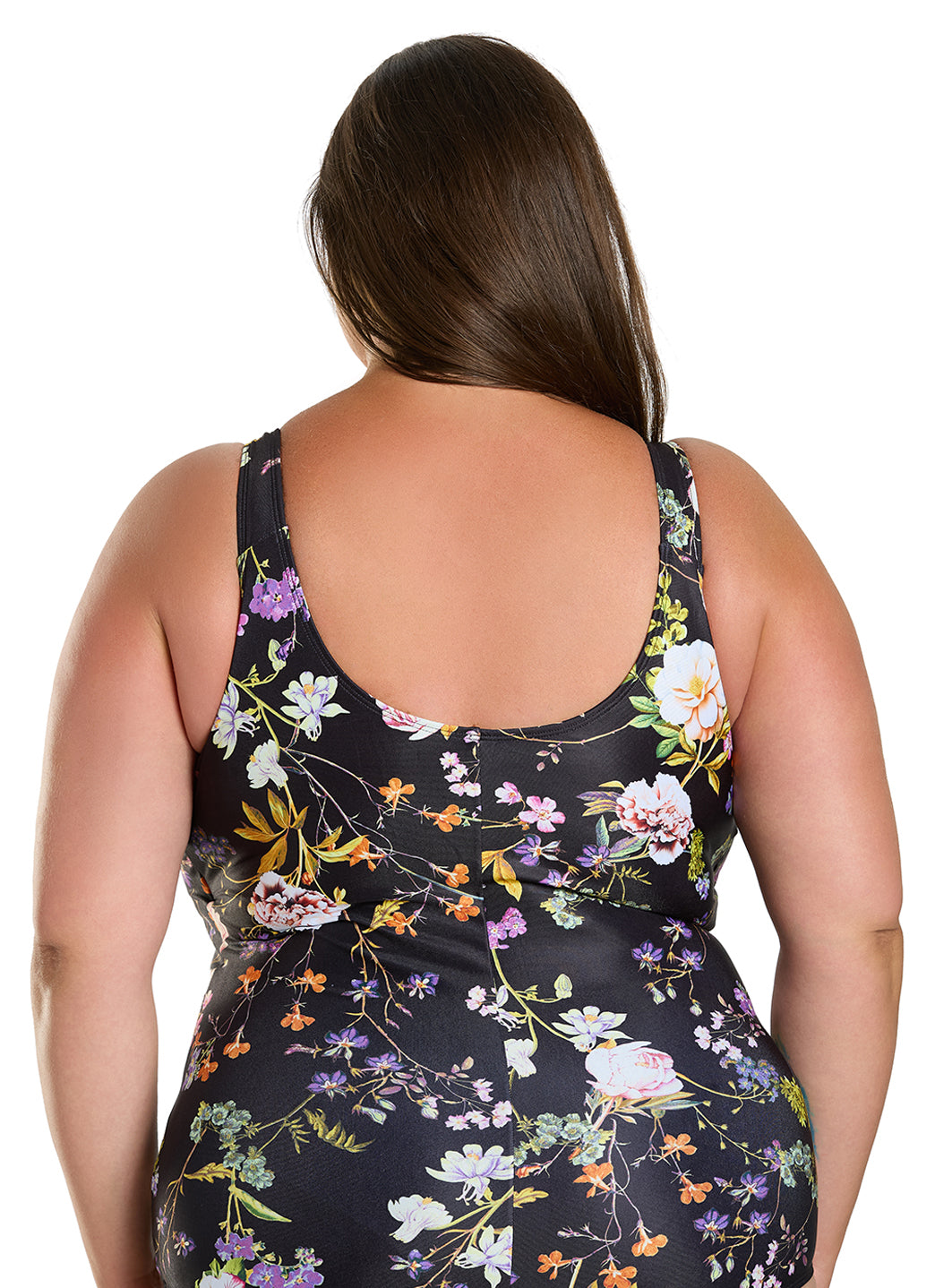 Sporti Plus Size HydroLast Moonlit Flora Chlorine Resistant Conservative Scoop Back One Piece Swimsuit