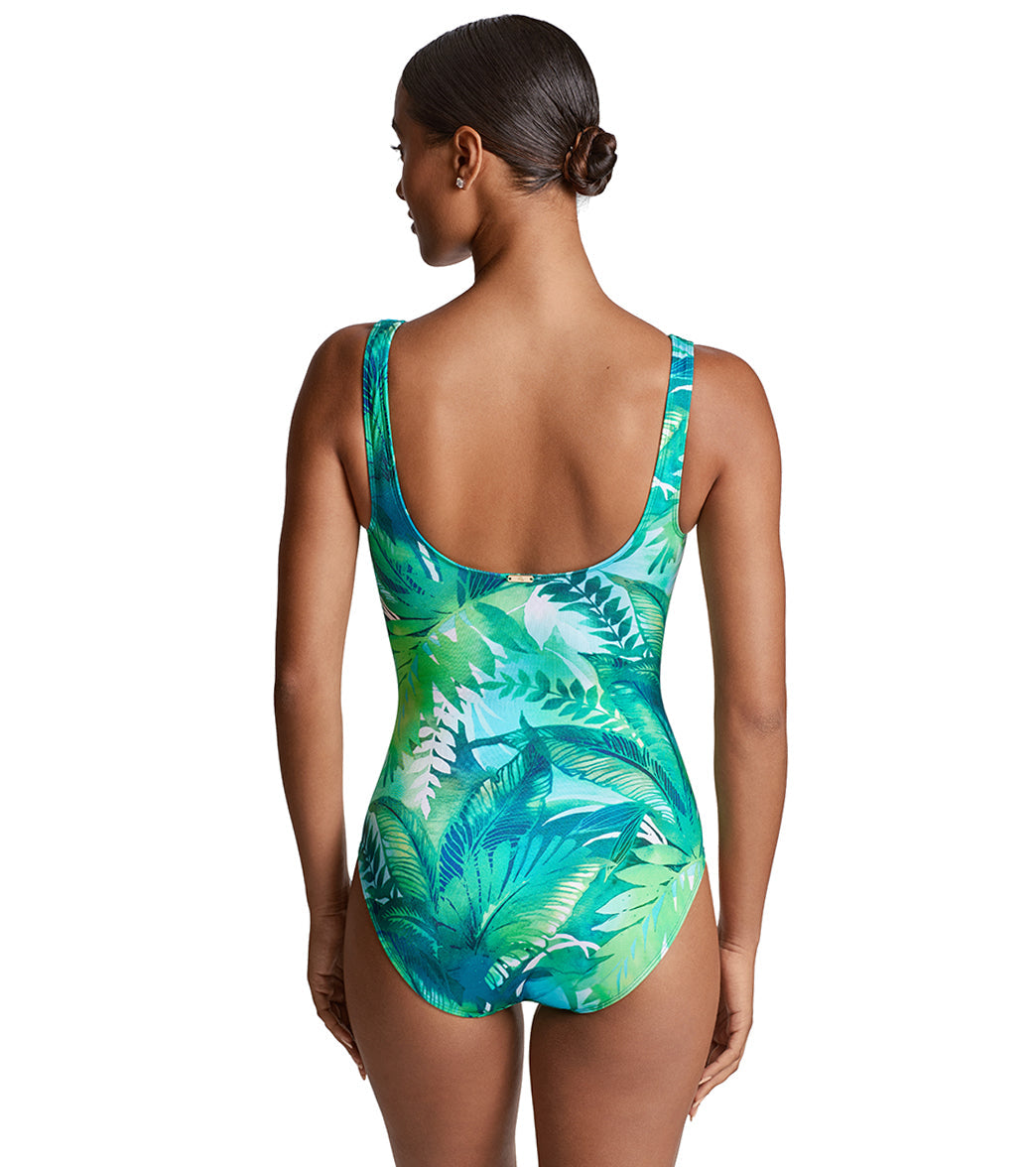 Lauren Ralph Lauren Women's Cartago Palms Ring Over The Shoulder Underwire One Piece Swimsuit
