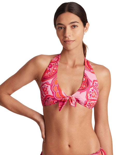 Lauren Ralph Lauren Women's Provence Paisley Tie Front Halter Bikini Top